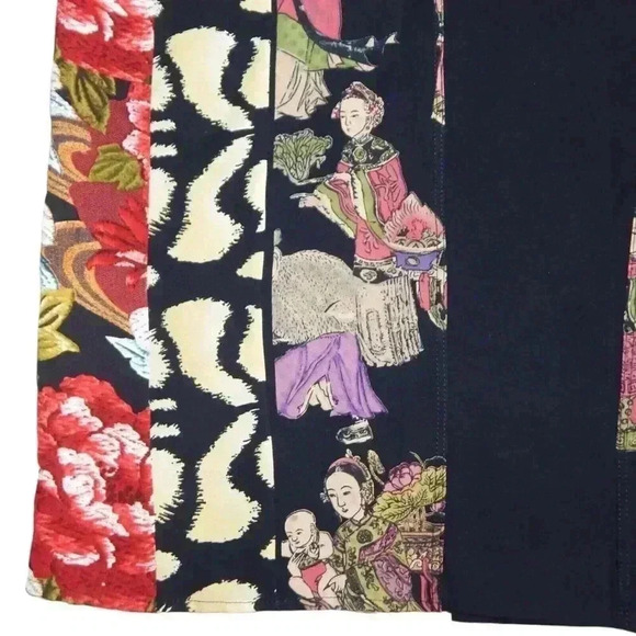 HARARI Oriental Print Open Cardigan Sweater Women's Size XS Colorful Art-to-Wear - Picture 2 of 10